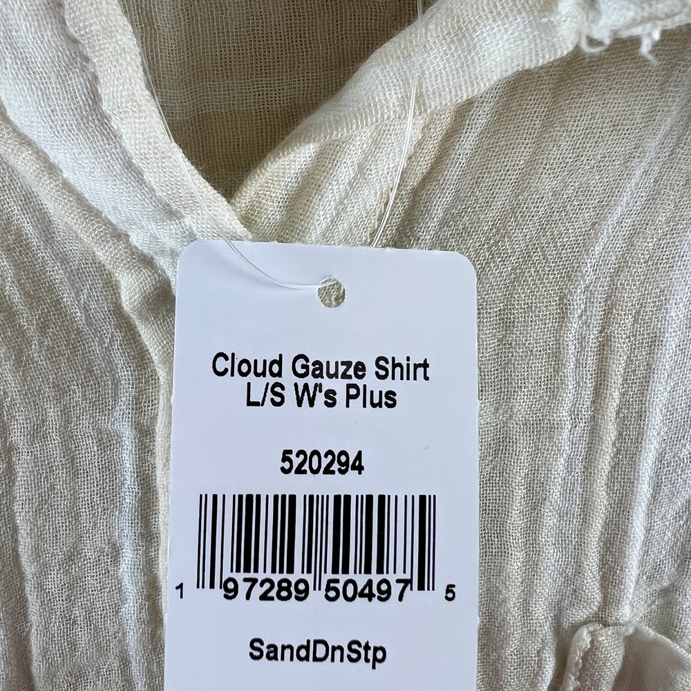 LL Bean Womens Shirt Cloud Gauze Long Sleeve Button Up Striped Beachy 1X - Picture 7 of 8